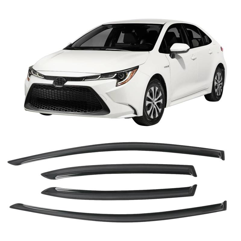 Hanured Windabweiser Regenabweiser Kompatible mit Toyota Corolla 2020-2024 nur Sedan Autofenster Regenschutz, Regenabweiser, Anklebbare Deflektoren, 4 Stück von Hanured
