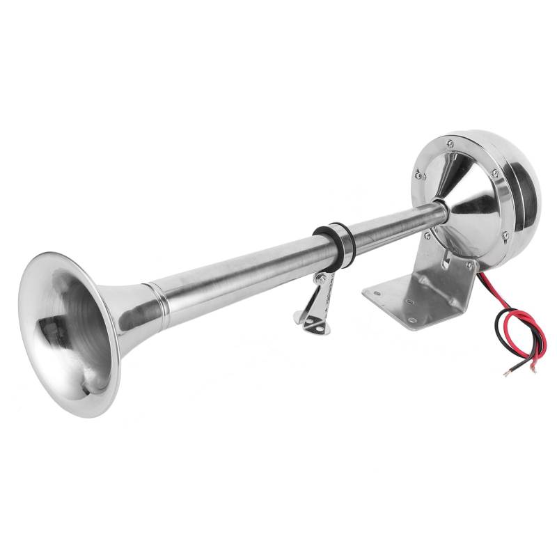 Großgröße Single Marine Grade 304 Edelstahl 12 -V -Bootsschiff -Trompetenlufthorn, Lautes Volumen, für Boote, Lastwagen, mit 2pcs Gummidichtung, 5 Prozent von Haofy