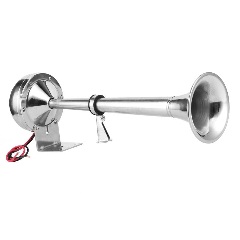 Single Air Horn, Nicht Magnetischer Edelstahl 304 Bootshorn Marine Grad, 12 V Laut Trompete für Boote, Einfache Installation mit Dichtung und Schrauben von Haofy