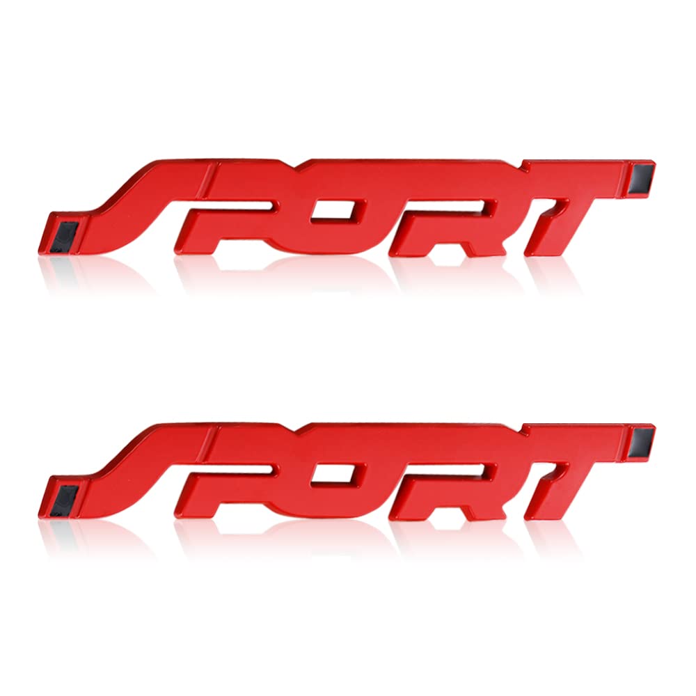 2Pcs Alloy Sport Auto Emblem, 3D Metall Sport Premium Auto Seite Kotflügel Hinten Kofferraum Emblem Abzeichen Aufkleber (red) von Haohai