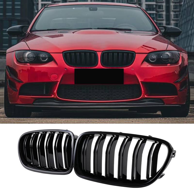 Haoyijiahui E92 E93 Kühlergrill, Schwarz, Doppelsteg, für BMW 3er E92 E93 (2006-2009) und M3 (2007-2013) von Haoyijiahui