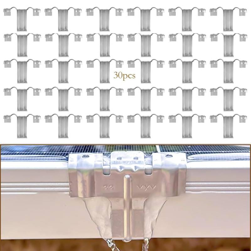 Solarpanel Wasserablauf Clip, Solarpanel Schlammentfernungsclip, Edelstahl Reinigungsclips für Zur Automatischen Entfernung von Regenwasser und Staub von Solarpanel 30 Stück（Drainage Clip-30mm) von HapDeFu