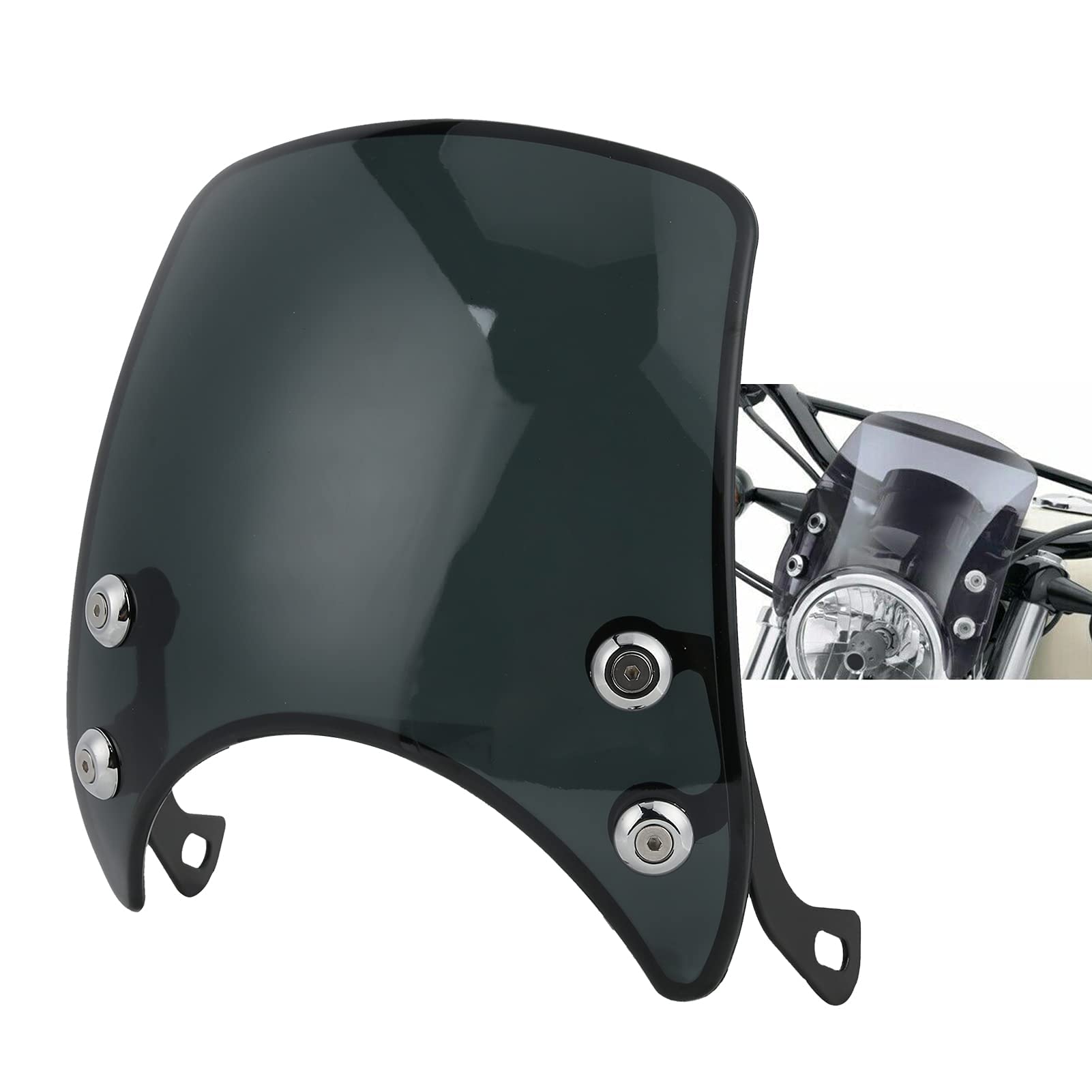 Scheinwerfer Verkleidung Retro Universal Motorrad Fly Screen Wind Schutz Scheibe Zubehör für 5-7in Scheinwerfer Scheinwerfer Verkleidung Retro Universal Motorrad Fly Screen Wind Schutz Scheibe Zubehör für 5-7in Scheinwerfer von Hapivida