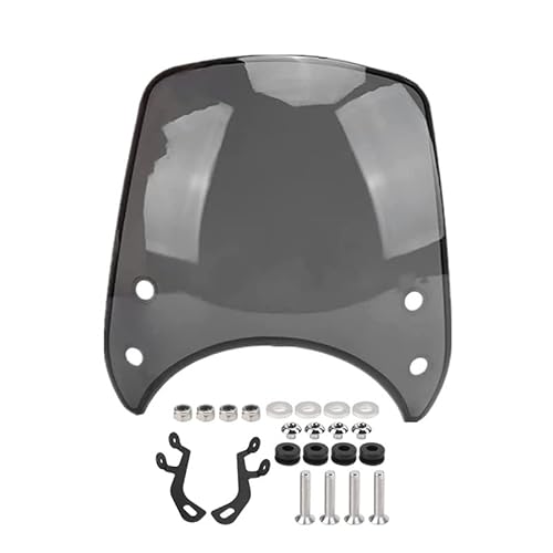 Retro Motorrad Windschutzscheibe, PC Material Windshield Windabweiser, Universal Spoiler Deflektor für 5-7 Zoll Motorrad Vordergabel Zubehör(Grau) von Hapivida