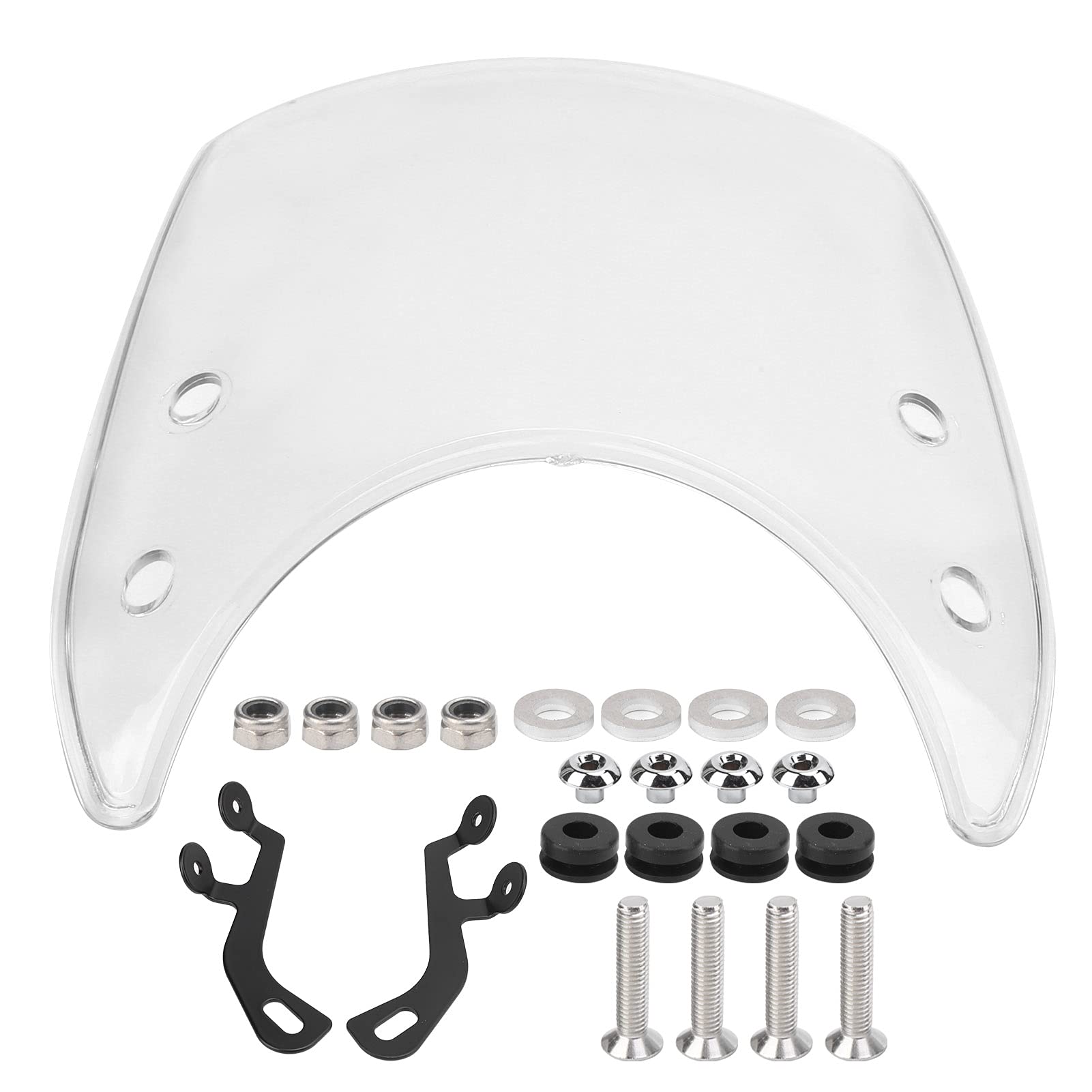 Retro Motorrad Windschutzscheibe, PC Material Windshield Windabweiser, Universal Spoiler Deflektor für 5-7 Zoll Motorrad Vordergabel Zubehör(Weiß) von Hapivida