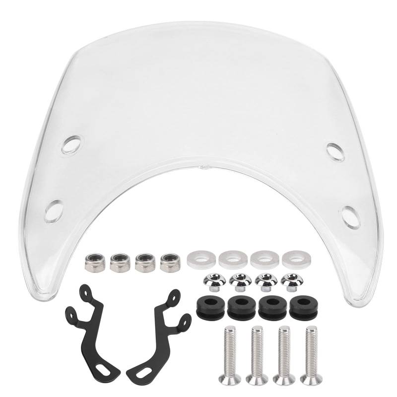 Retro Motorrad Windschutzscheibe, PC Material Windshield Windabweiser, Universal Spoiler Deflektor für 5-7 Zoll Motorrad Vordergabel Zubehör(Weiß) von Hapivida