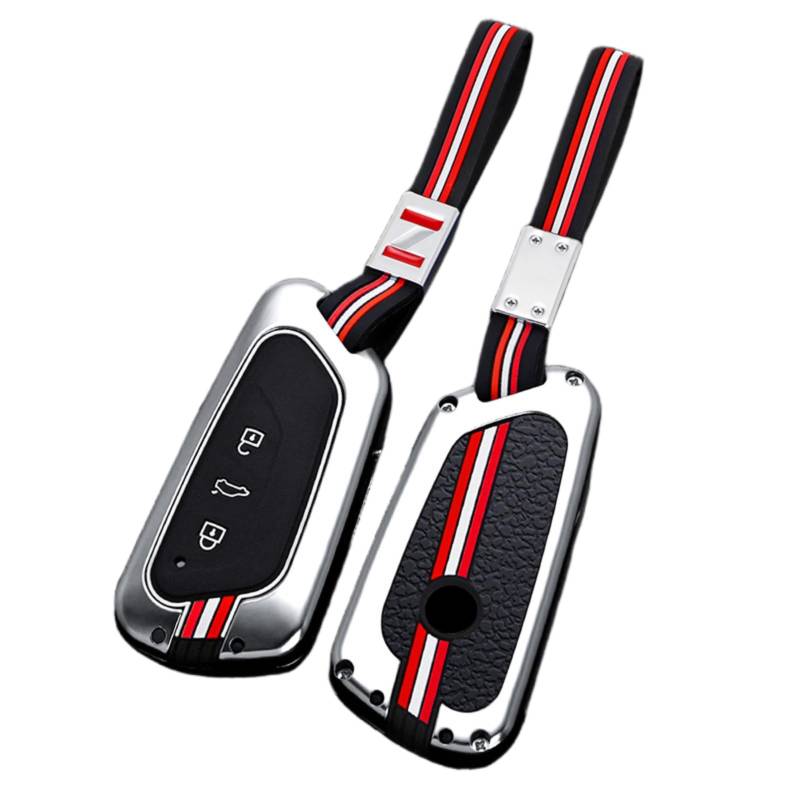 Happyit Auto Zink-Legierung Schlüssel Fall Halter für VW Volkseagen Golf 8 MK8 ID.3 ID.4 Skoda Octavia A8 SEAT Leon MK4 2020 2021 Formentor Tarraco ﻿ (Silber+Seil) von Happyit