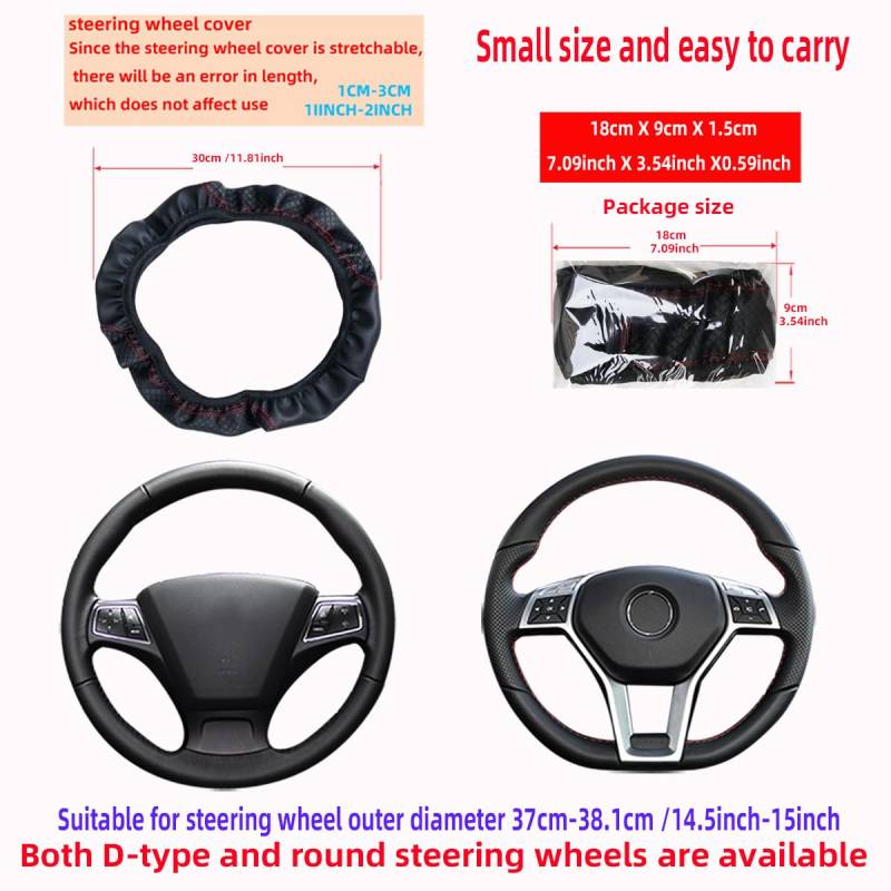 Happyit Leder Auto Lenkradabdeckungen Look Universal 15 Zoll/38CM Autozubehör Innenraum für Auto/LKW/SUV/Van (Schwarz+Grüner Linie) von Happyit