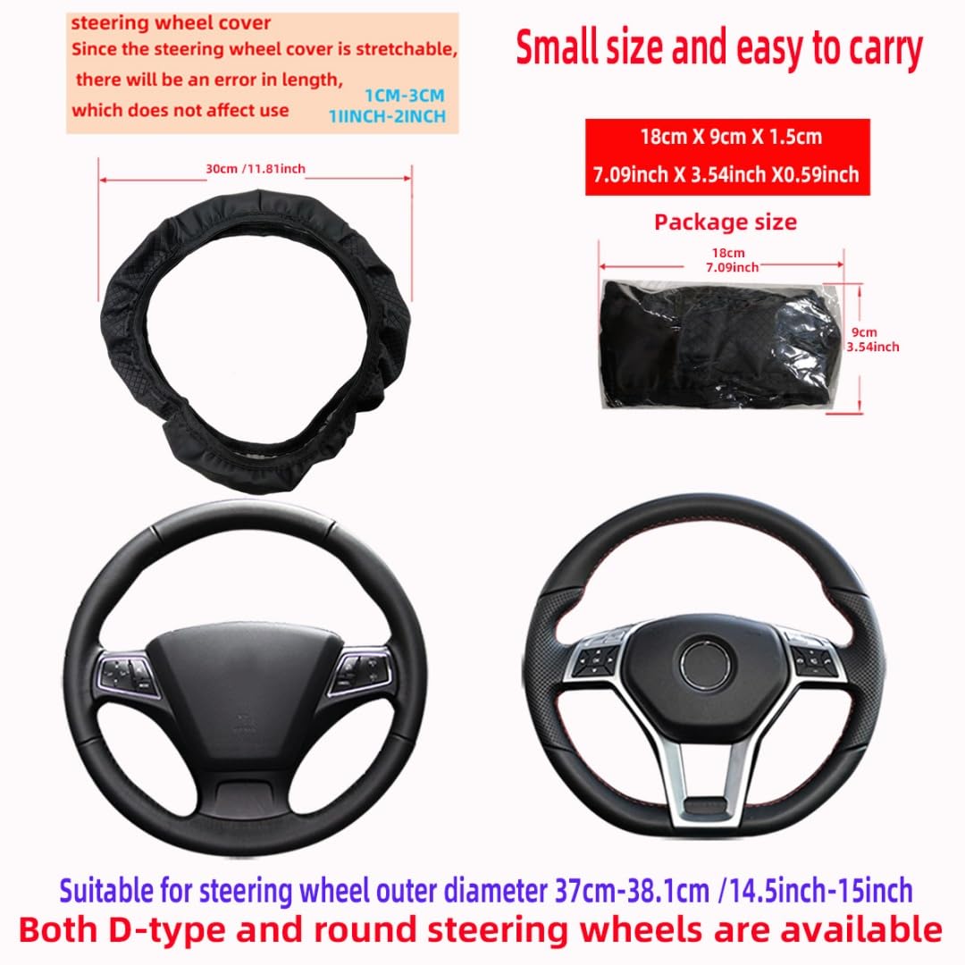 Happyit Leder Auto-Lenkradabdeckungen Look Universal 15 Zoll/38CM Autozubehör Innenraum für Frauen Männer (Gelb) von Happyit