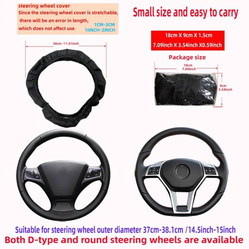 Happyit Leder Auto-Lenkradabdeckungen Look Universal 15 Zoll/38CM Autozubehör Innenraum für Frauen Männer (Grün) von Happyit