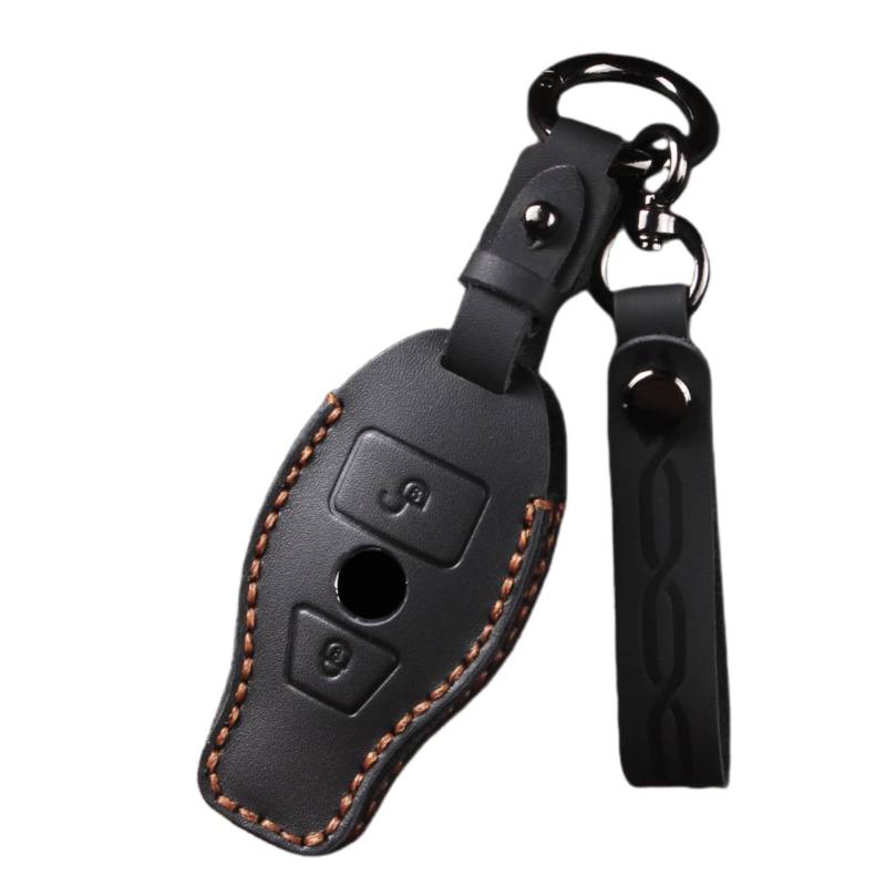 Happyit Leder Auto Schlüsselgehäuse kompatibel mit Mercedes Benz A C E S G Klasse GLA CLA GLK GLC CLS W204 W463 W176 W251 W205 AMG 2/3 Tasten (Schwarz+2B) von Happyit