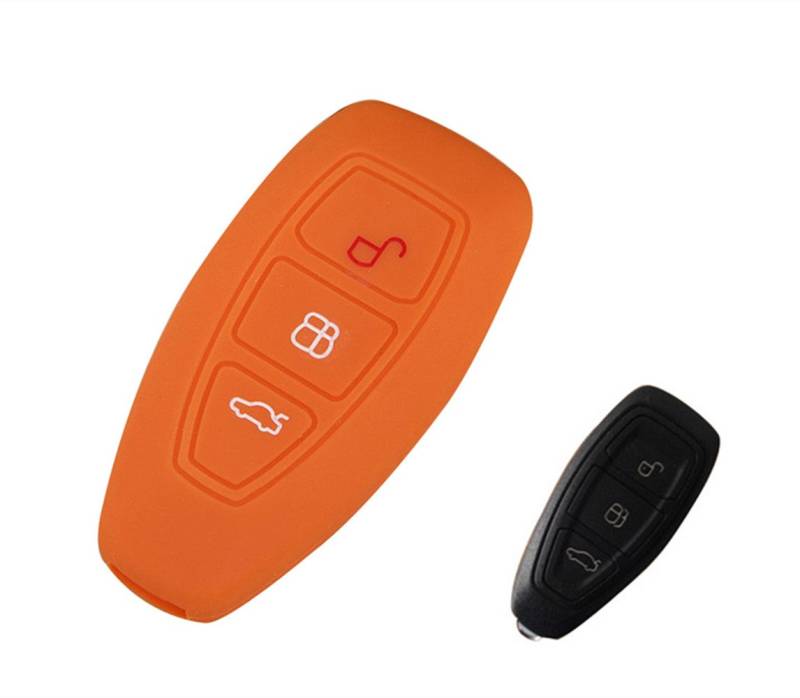 Happyit Silikon Auto Fernbedienung Schlüssel Abdeckung Fall Keychain für Ford Focus MK3 MK4 Kuga Flucht Ecosport Neue Fiesta (Orange) von Happyit
