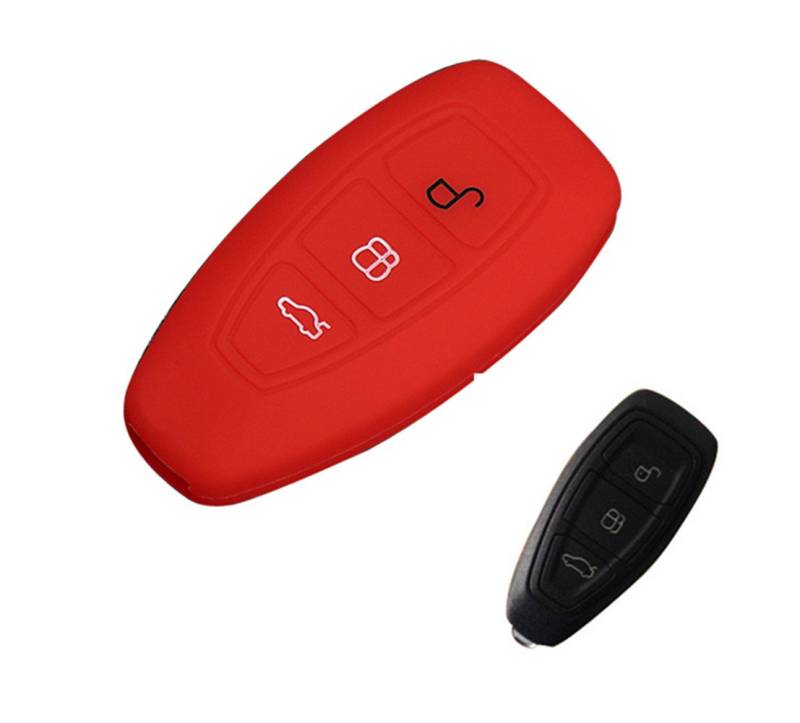 Happyit Silikon Auto Fernbedienung Schlüssel Abdeckung Fall Keychain für Ford Focus MK3 MK4 Kuga Flucht Ecosport Neue Fiesta (Rot) von Happyit