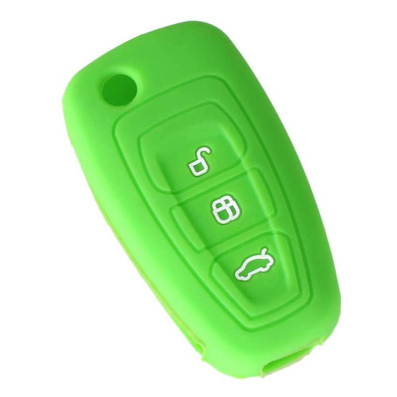 Happyit Silikon Autoschlüssel Fernbedienung Abdeckung fall für Ford Focus 3 MK3 ST RS Ecosport Kuga Flucht Neue Fiesta 3 Taste Smart Key (Grün) von Happyit