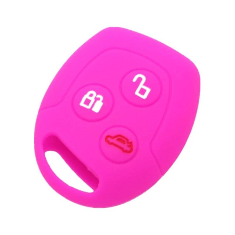 Happyit Silikon Autoschlüssel Fernbedienung Abdeckung Fall für Ford Mondeo Fiesta Focus C-Max KA Galaxy 3 Taste Key (Rose) von Happyit