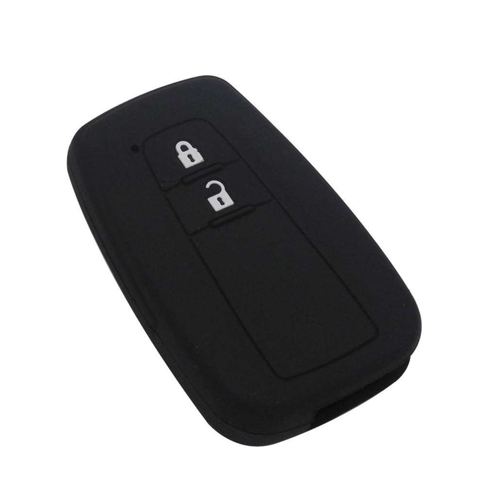 Happyit Silikon-Autoschlüssel-Schutzhülle für Toyota CHR C-HR Camry Prius Prado 2 Tasten Keyless Smart Key (schwarz) von Happyit