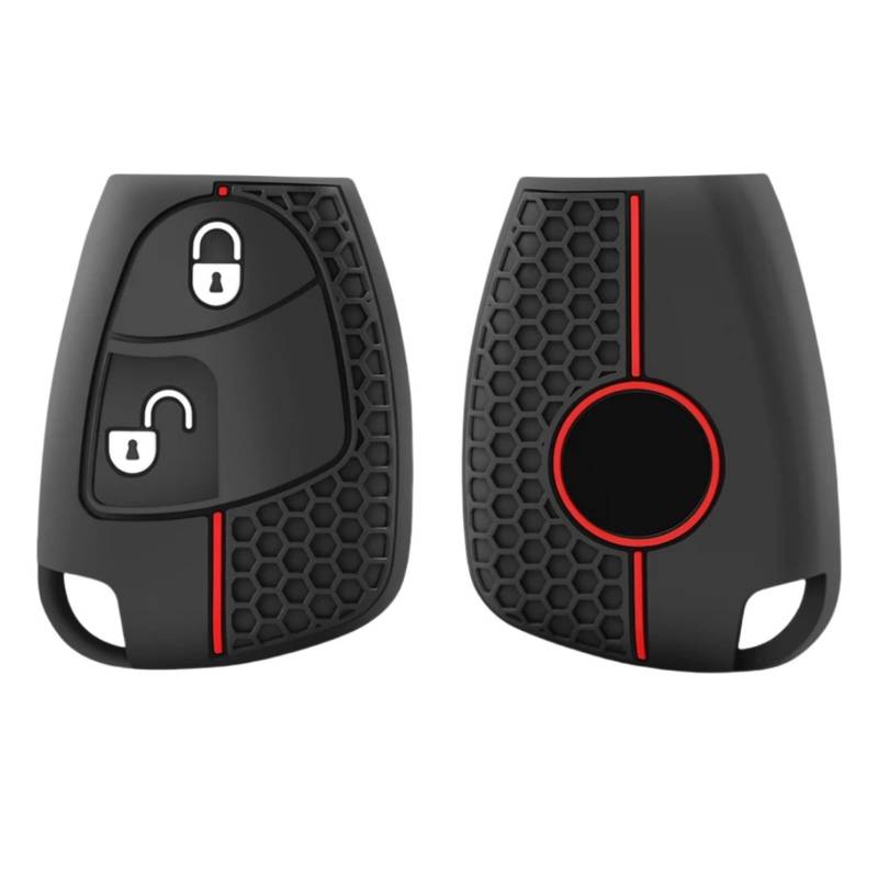 Happyit Silikon Autoschlüsselanhänger Hülle für Mercedes Benz C B E Class W203 W211 W204 YU BN CLS CLK 2/3/4 Buttons (Schwarze+2B) von Happyit