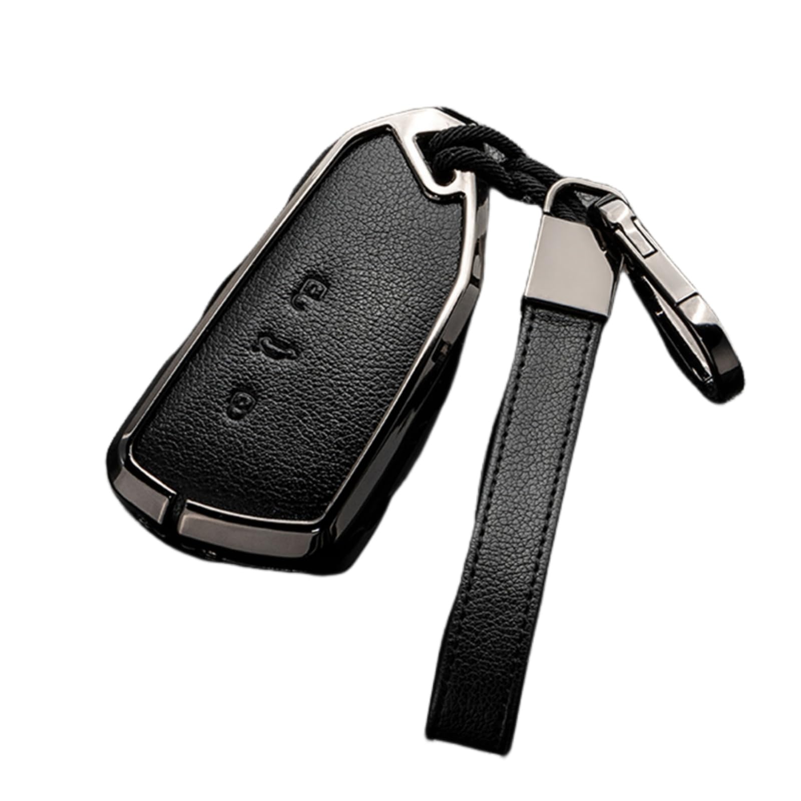 Happyit Zink-Legierung Leder Autoschlüssel-Hüllen für VW Volkswagen Golf 8 2020 Skoda Octavia A8 2021 SEAT Leon MK4 3 Tasten (Schwarz+Grau) von Happyit