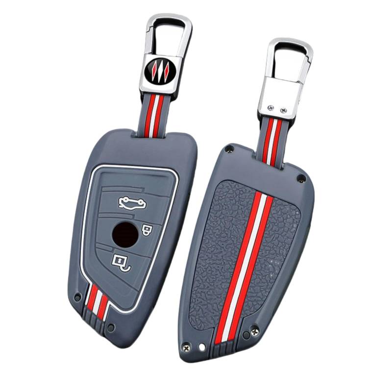Happyit Zinklegierung Autoschlüssel Abdeckung Fälle Grau für BMW X1 X3 X4 X5 F15 X6 F16 G30 7 Series G11 F48 F39 520 525 f30 118i 218i 320i 3/4 Tasten (Quadratische Schnalle+3B) von Happyit
