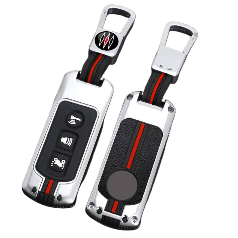 Happyit Zinklegierung Autoschlüsselabdeckungen für Honda PCX 150 X-ADV SH125 Scoopy SH300 Forza Super Cub 125 300 mit fluoreszierenden Silikonknöpfen (3 Knöpfe Silber) von Happyit
