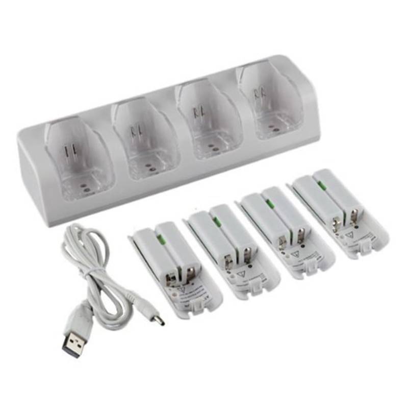 Happyyami 1 Satz 4 Akkuladegerät charger Batterieladegerät mit vier Steckplätzen Ladesteckplätze für Akkus 4-Slot-Ladegerät Batterieadapter Akku Ladestation Plastik Weiß von Happyyami