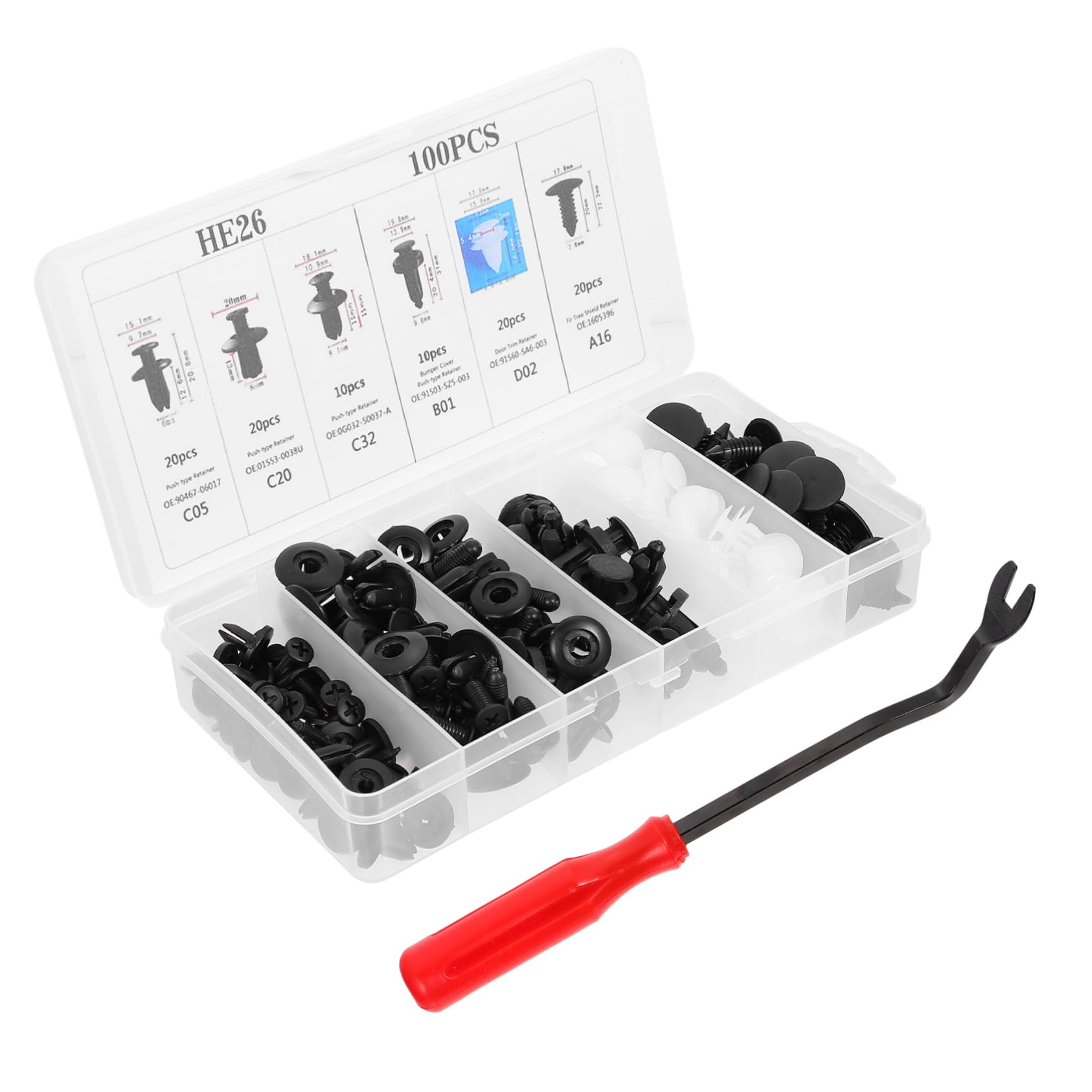 Happyyami 100Stücke Auto Push Rivet Clip mit Aufbewahrungsbox Praktische Befestigungselemente für Fahrzeug Stoßfänger Türverkleidung und Mehr Langlebig und Vielseitig Einsetzbar von Happyyami