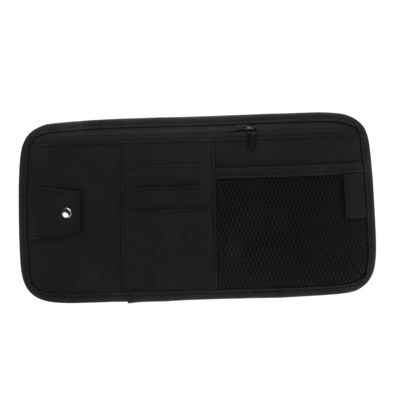 Happyyami Auto Sonnenblenden Organizer Multifunktionaler Brillenclip mit Steckplätzen Aufbewahrungstasche für Karten und Persönliche Gegenstände Eleganter Kunstleder Visierhalter von Happyyami