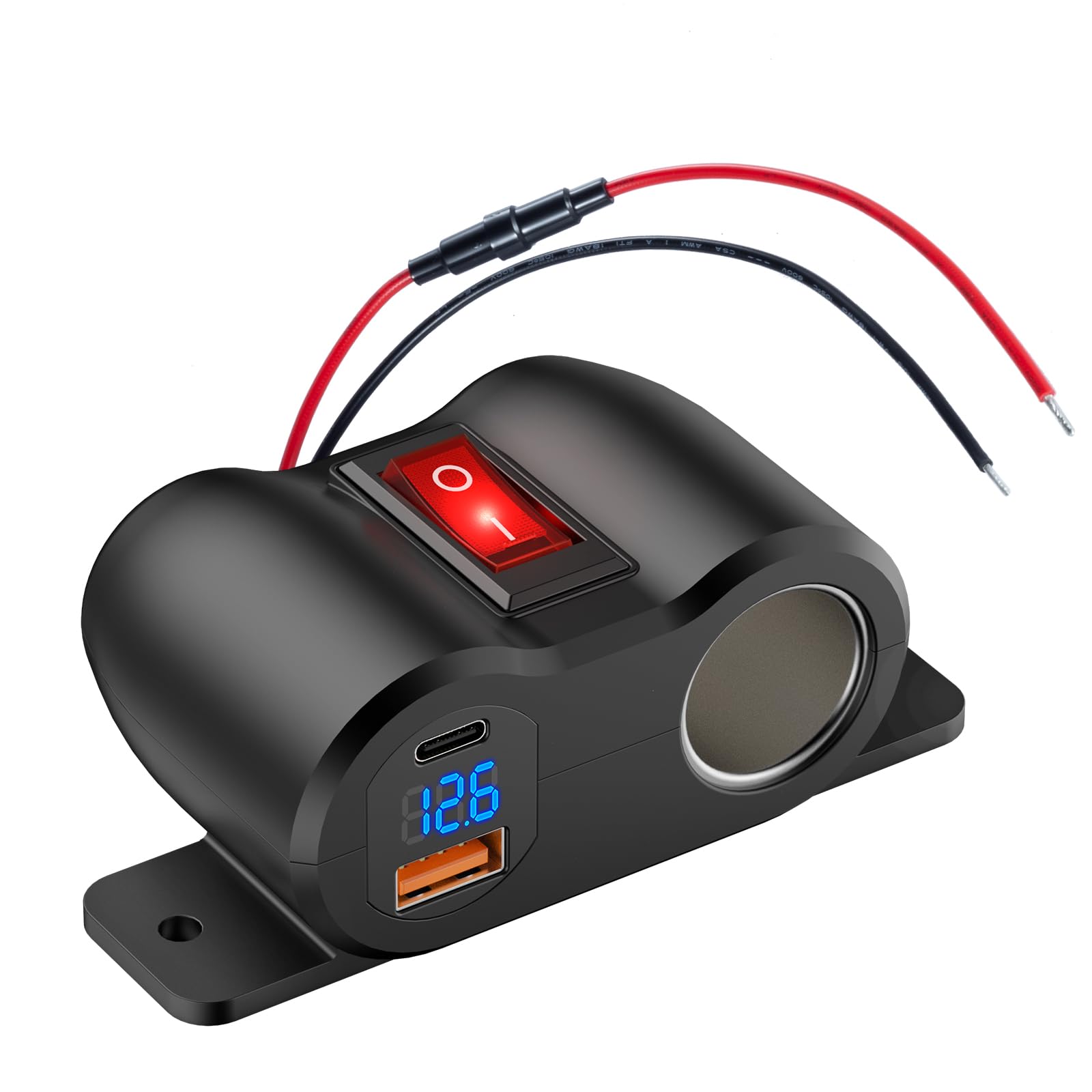 2 in 1 Vormontage-Leitungspaneel 12V USB-Steckdose Zigarettenanzünder-Steckdose, PD 30W und QC3.0 Auto USB Port Ladegerät mit LED-Voltmeter, 120W Steckdosenadapter mit Netzschalter für Auto Boot Kfz 2 in 1 Vormontage-Leitungspaneel 12V USB-Steckdose Zigarettenanzünder-Steckdose, PD 30W und QC3.0 Auto USB Port Ladegerät mit LED-Voltmeter, 120W Steckdosenadapter mit Netzschalter für Auto Boot Kfz von Hapytrip