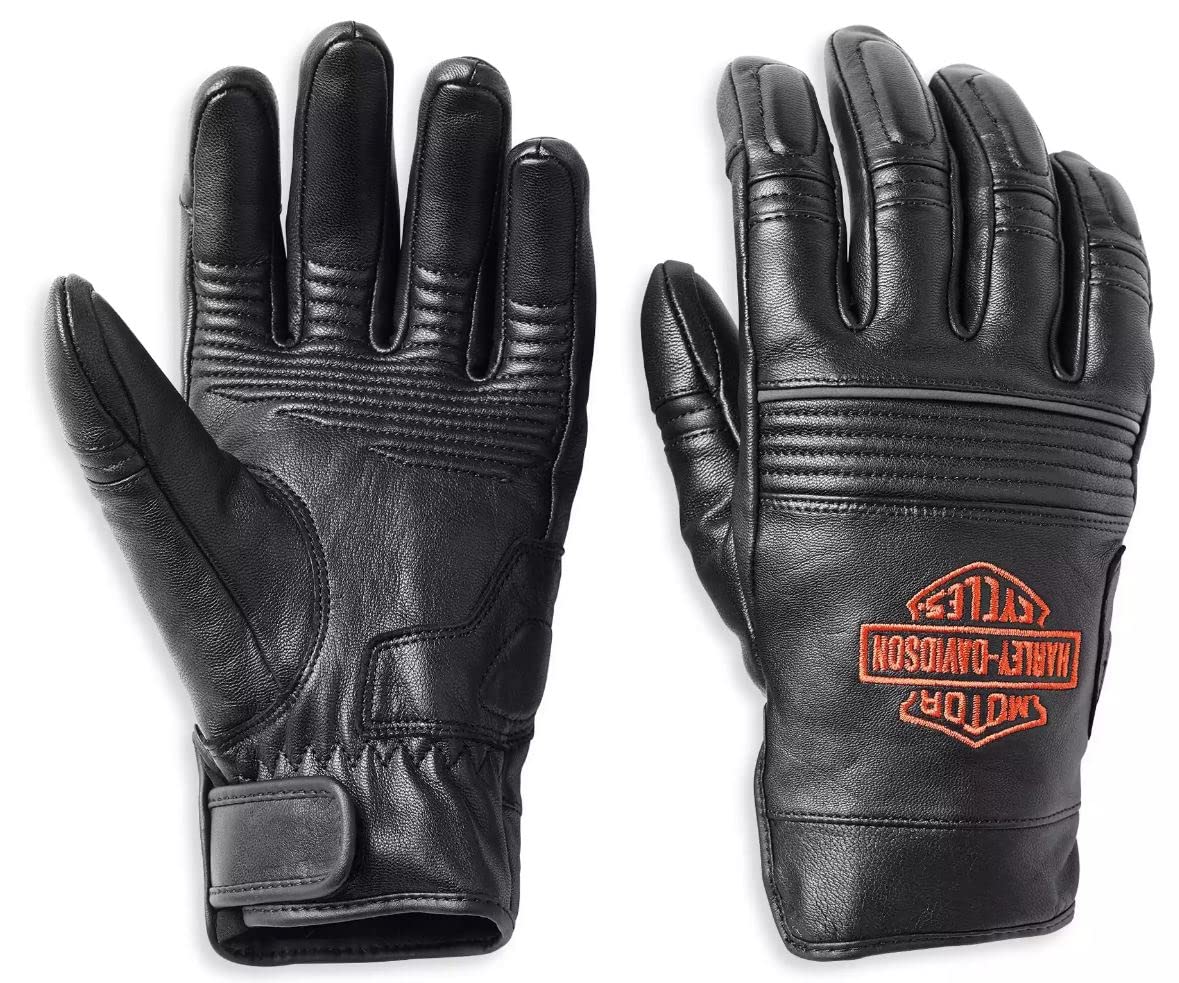 HARLEY-DAVIDSON Herren Motorrad-Handschuhe Grapnel Bar & Shield mit Touchscreen Handyhandschuhe Biker Leder-Handschuhe, XL von Harley-Davidson