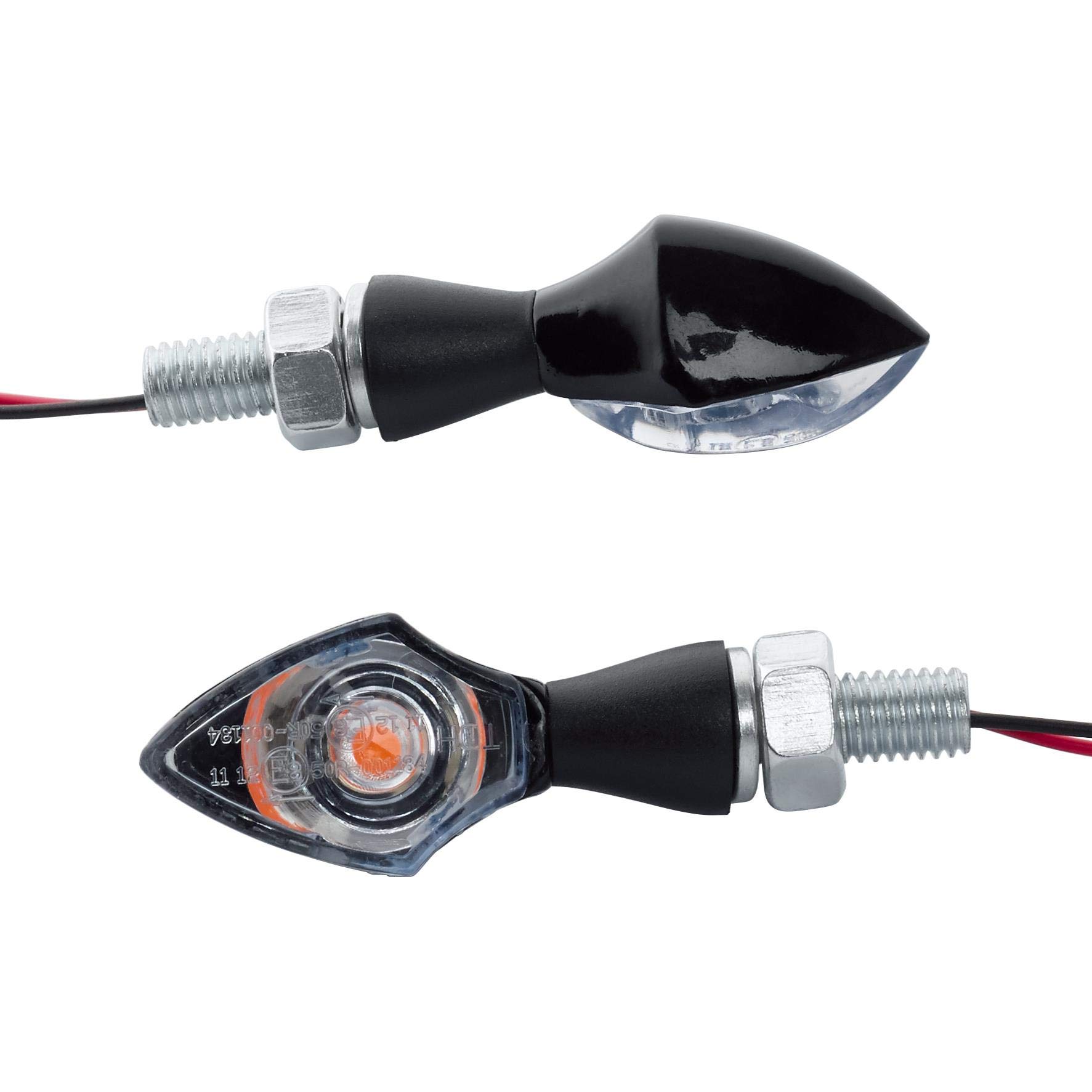 Hashiru Motorrad Blinker E geprüft LED Blinkerpaar ST13 M8 schwarz, klares Glas von Hashiru