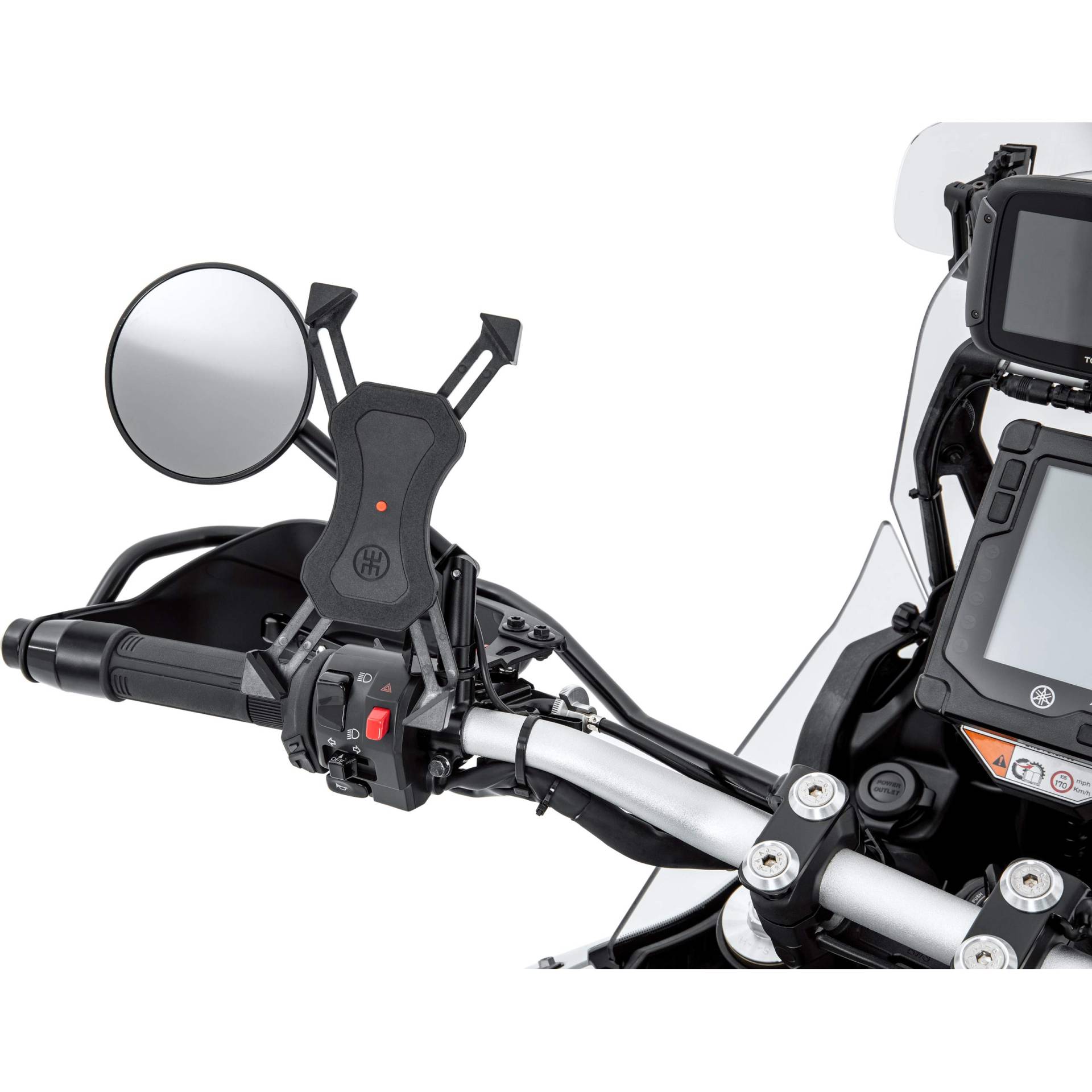 Hashiru Motorrad-Navigationsgeräthalterung Handyhalterung Motorrad Roller Moped mit Ladefunktion | Befestigung am Lenker 22–26,1mm oder Spiegel | Für viele Smartphone Handys wie iPhone Samsung von Hashiru