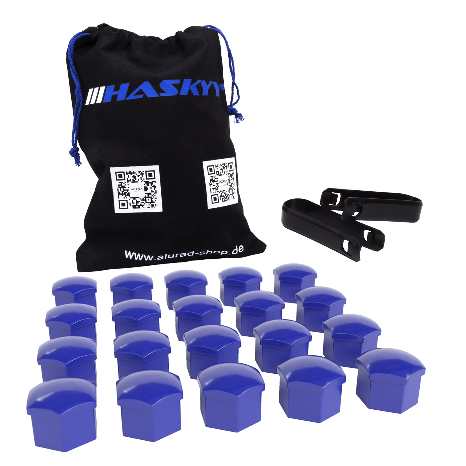 20x Radschraubenkappen SW17 Radmutternkappen UNIVERSAL Kunststoff Kappen Abdeckungen - passend zu allen AUTO Radschrauben Radmuttern mit Schlüsselweite 17 MADE IN GERMANY (BLAU) von HASKYY