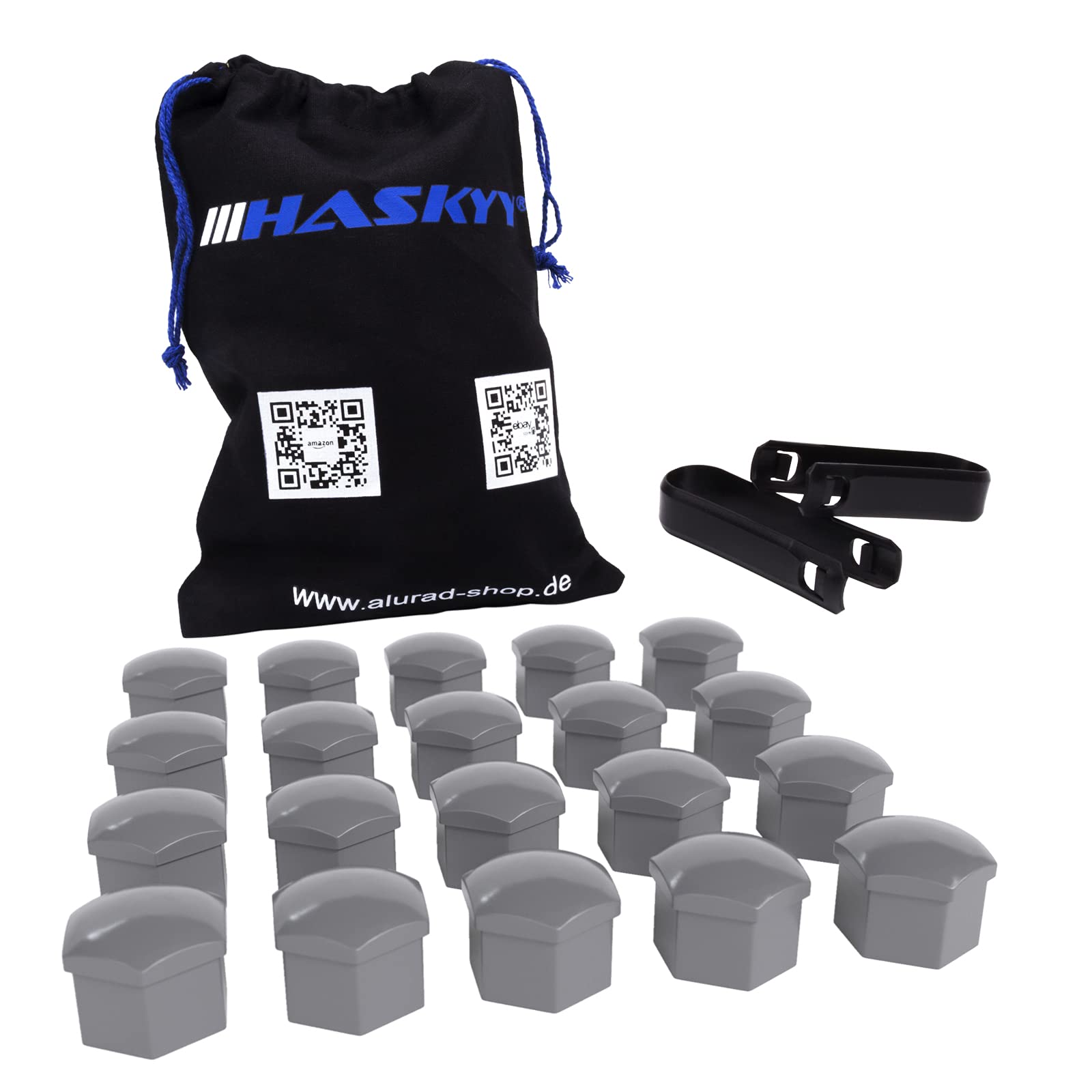 HASKYY 20x Perlmutt Silber Radschraubenkappen SW17 Radmutternkappen UNIVERSAL Kunststoff Kappen Abdeckungen - passend zu Allen Auto Radschrauben Radmuttern mit Schlüsselweite 17 Made IN Germany von HASKYY