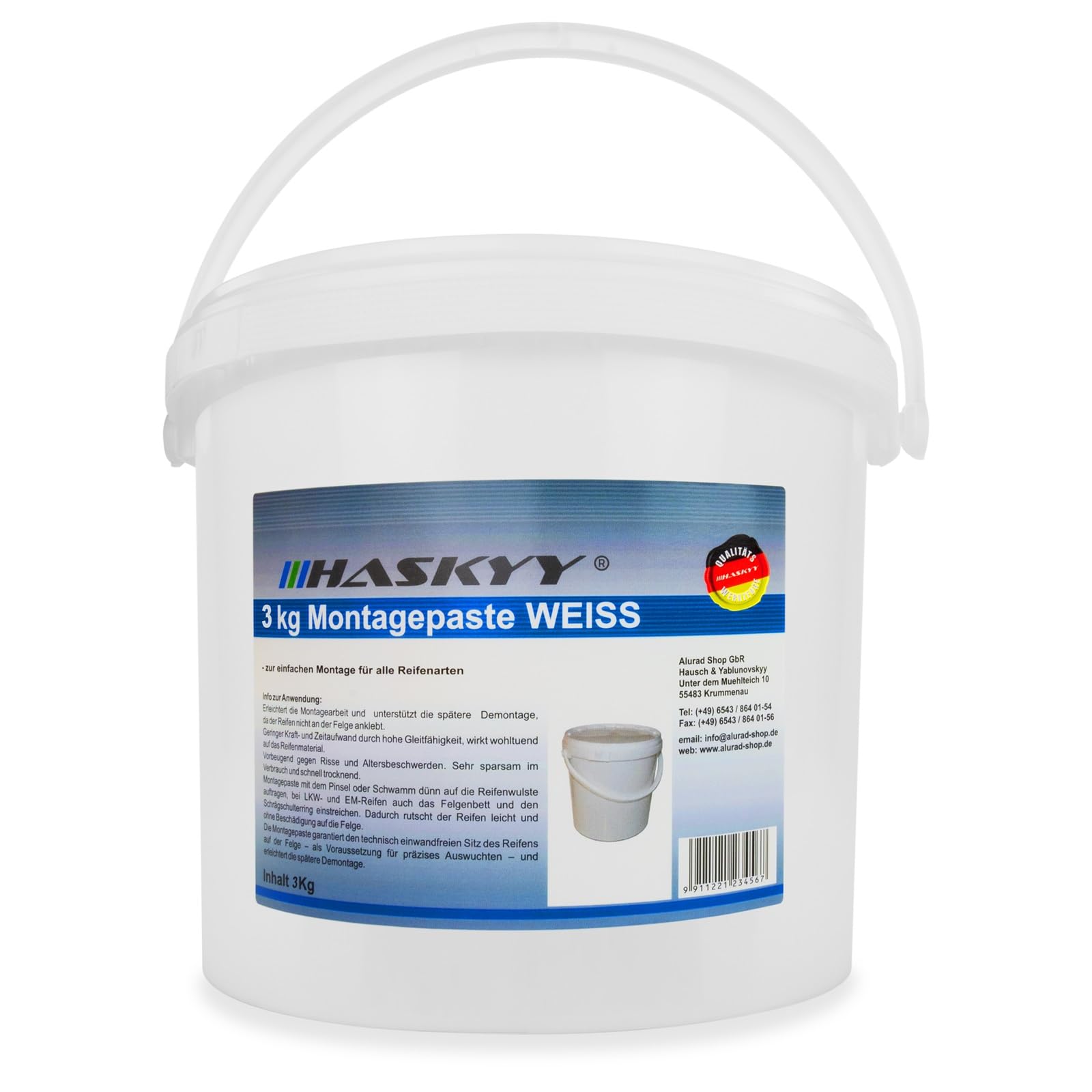 3KG Reifenmontagepaste Reifenmontierpaste Montagepaste Weiß Montagewax Reifen von HASKYY