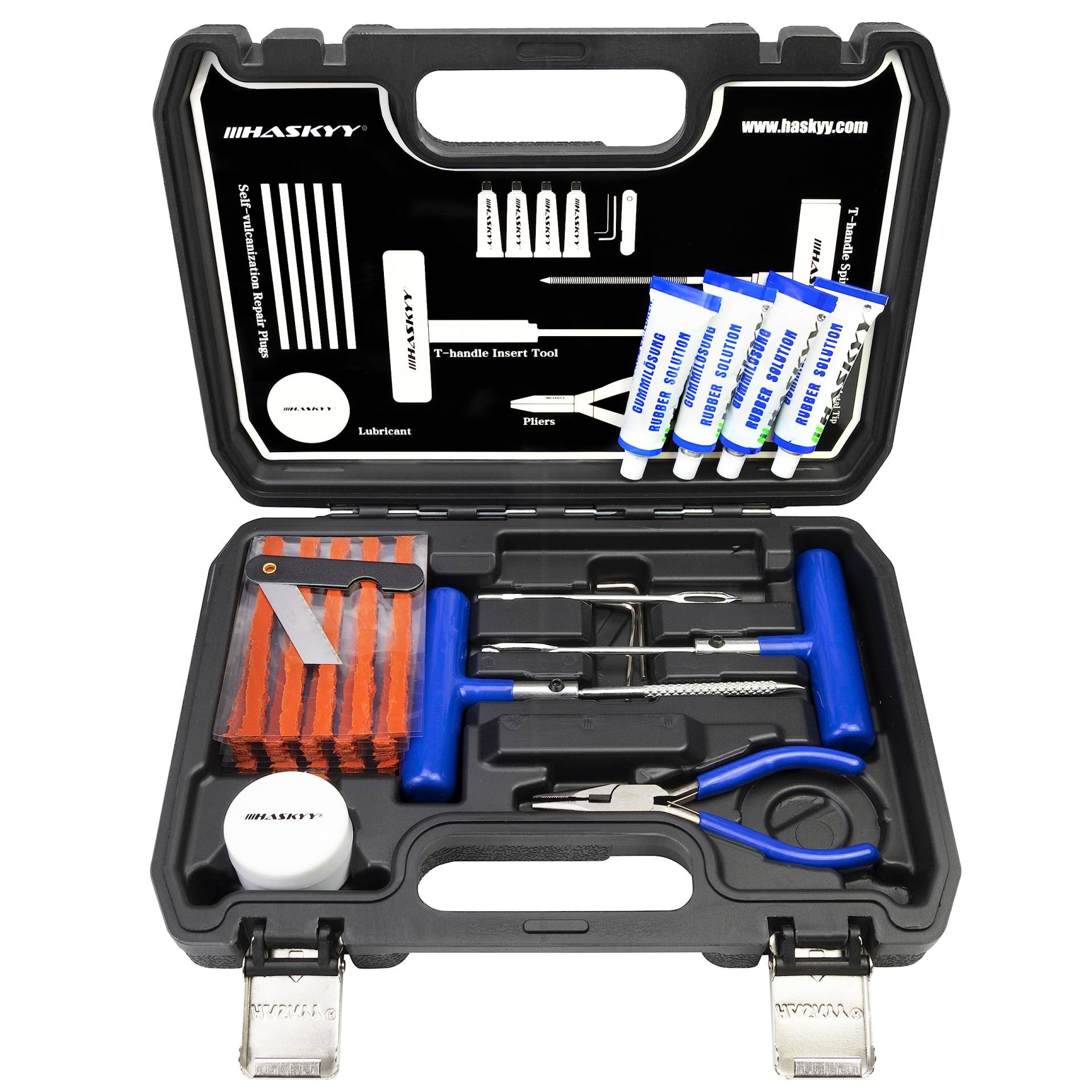 HASKYY 47 TLG PR Flickzeug Profi Reifenreparatur Set PKW Pannenset Vulkanisier Streifen Motorrad HASKYY 47 TLG PR Flickzeug Profi Reifenreparatur Set PKW Pannenset Vulkanisier Streifen Motorrad von HASKYY