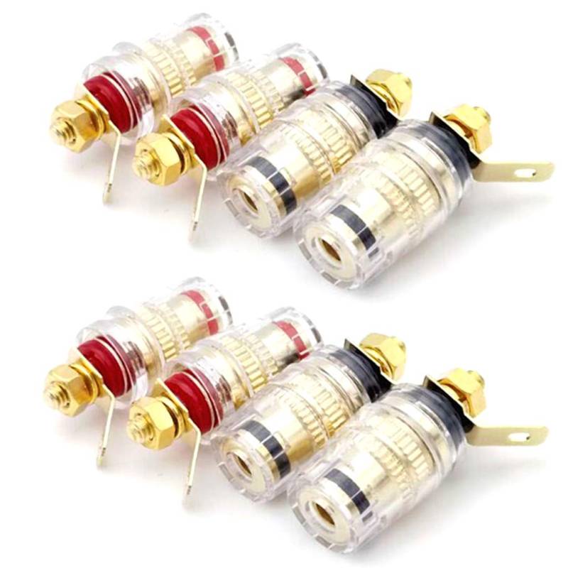 8 Stück/Set Terminal Binding Post 4 mm Bananenstecker Buchse Niederfrequenz Verstärker Stecker für Lautsprecher von Hattba