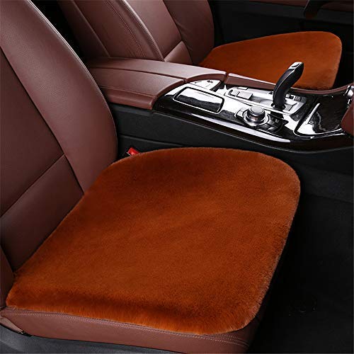 Auto-Sitzbezüge Universal Autositzkissen Winter Plüsch Autositzschoner Dreiteiliger Anzug Warm halten Einzelsitz Quadratische Auflage (Vordersitze,Brown) von Hava Kolari