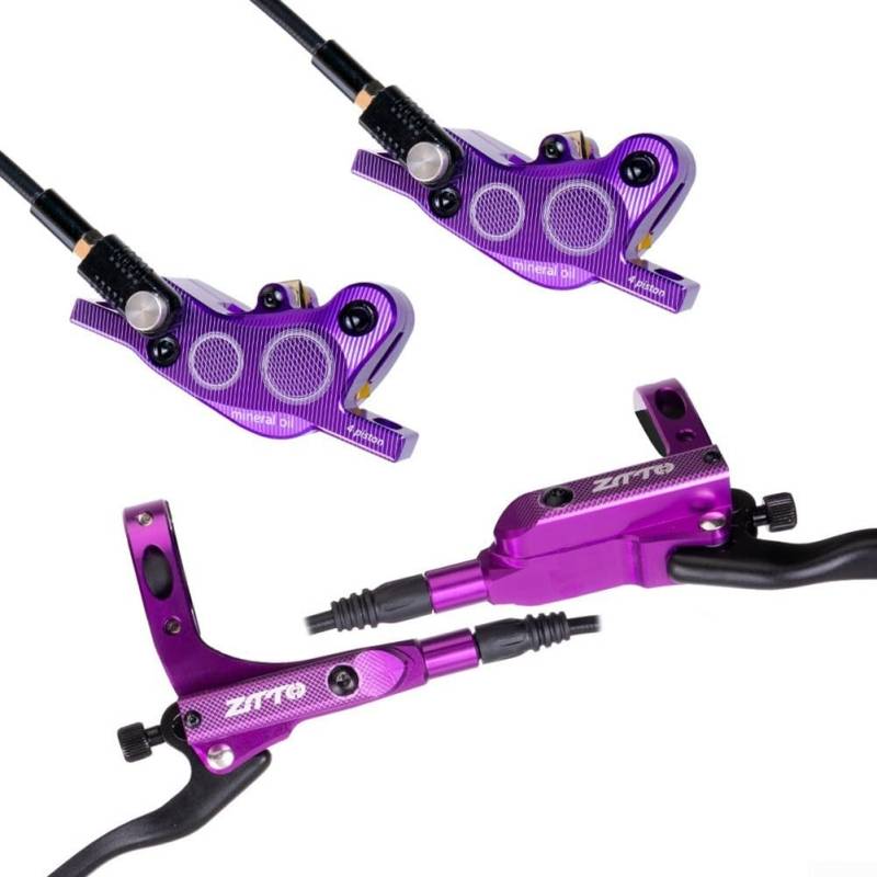 Hydraulisches Scheibenbremsen-Set für Mountainbikes, Vierkolben-System für verbesserte Bremskraft (lila) von HavenDomicile