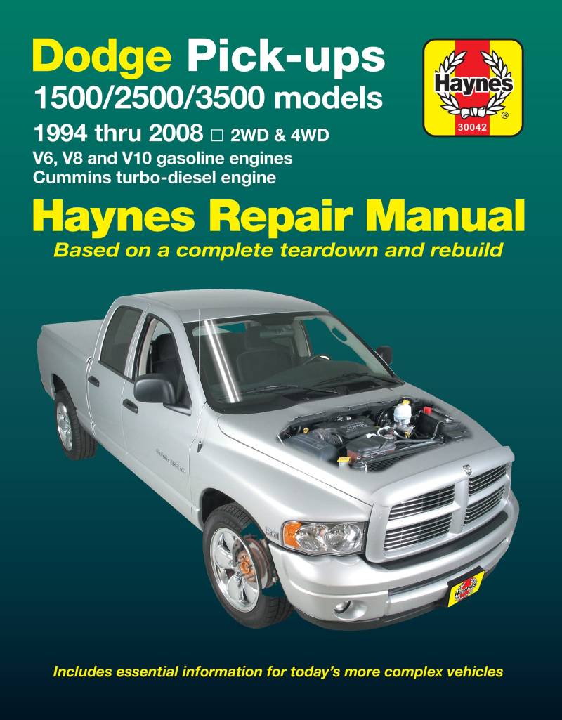 Dodge Pick-Ups 1500, 2500 & 3500 Models, 1994 Thru 2008 Haynes Repair Manual: 2wd & 4WD - V6, V8 and V10 Gasoline Engines - Cummins Turbo-Diesel ... 2WD & 4WD (Hayne's Automotive Repair Manual) von Haynes Manuals N. America, Inc.