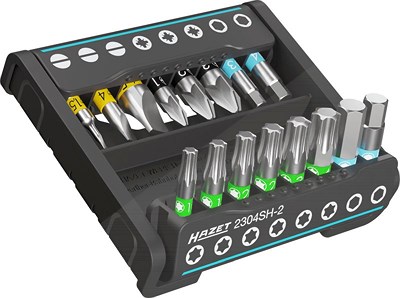 Hazet SmartHolder mit 16 Bits - kurz - Sechskant 6,3 mm (1/4) [Hersteller-Nr. 2304SH-2] von Hazet