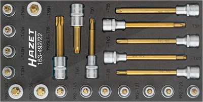 Hazet Schraubendreher-Steckschlüsseleinsatz Satz TORX® - 1/2 - 22-tlg. [Hersteller-Nr. 163-492/22] von Hazet