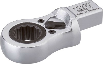 Hazet Einsteck-Ratschen-Ringschlüssel - Vierkant 14x18mm Zwölfkant 17mm [Hersteller-Nr. 6606D-17] von Hazet