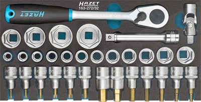 Hazet Steckschlüssel Satz - 1/2 - Zwölfkant, TORX®, Sechskant - 32-tlg [Hersteller-Nr. 163-272/32] von Hazet