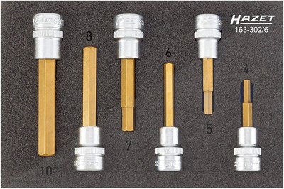 Hazet Bit-Steckschlüsseleinsatz Satz - 3/8 -Sechskant - 4 – 10 -6-tlg. [Hersteller-Nr. 163-302/6] von Hazet