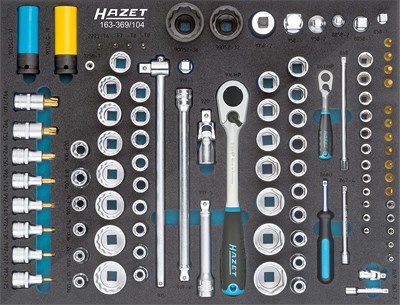 Hazet Steckschlüssel Satz - 1/4, 1/2, 3/4 - Viele Profile - 104-tlg. [Hersteller-Nr. 163-369/104] von Hazet