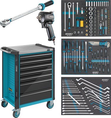 Hazet Werkzeugwagen Assistent - Befüllt - 7 Schubladen - 137-tlg. [Hersteller-Nr. 179NX-7/137] von Hazet