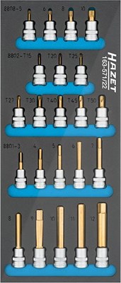 Hazet Bit-Einsatz Satz - 3/8 - Schaumstoffeinlage - 22-tlg. [Hersteller-Nr. 163-571/22] von Hazet