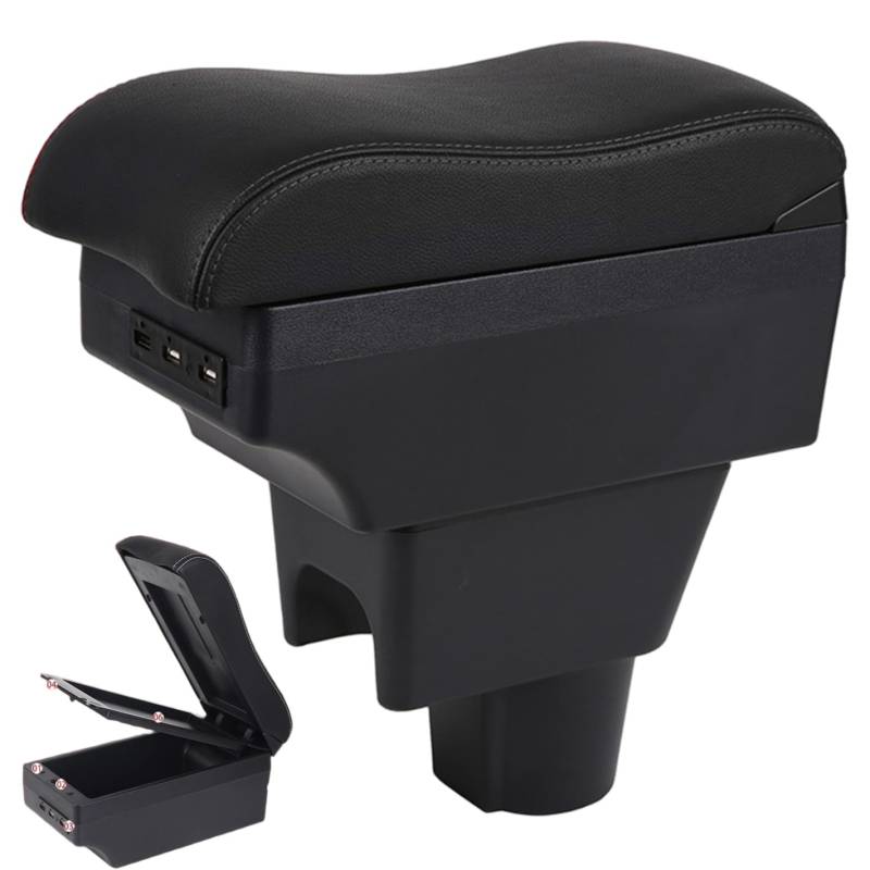 12.2x6.3x5, 1 Zoll Autonkonsolenorganisator mit 3 USB-Löchern, Doppelschicht-Armlast-Aufbewahrungsbox für die Innenausstattung der Autokonsole, SUV Truck Console Tidy Tably von Hbbgdiy