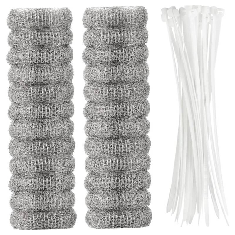 24-pcs/Set rostfreie Edelstahl-Wäschereihaarfänger mit 24 Kabelbindungen, schwimmendem Maschen-Lint-Filter für Waschmaschinenschlauch zum Entfernen von Haustierhaaren, Baumwollfasern und Fusseln von Hbbgdiy