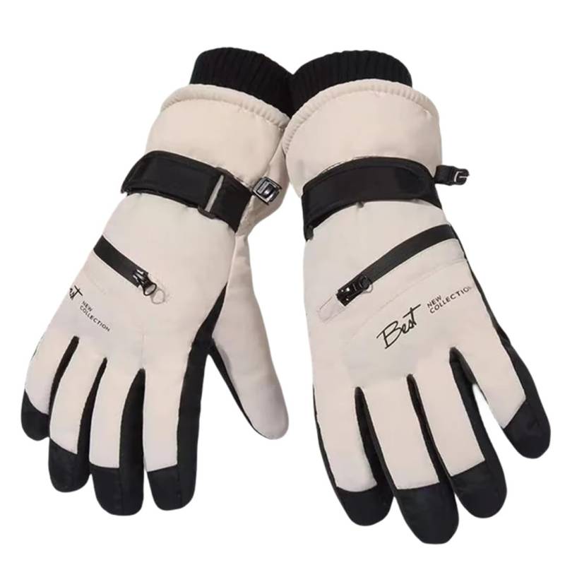 Damen Outdoor Sports wasserdichte Skihandschuhe Touchscreen Anti Rutsch Handschuhe Reiten warme Handschuhe Laufhandschuhe Beige von Hcclijo